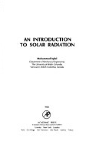 Cover of An Introduction To Solar Radiation