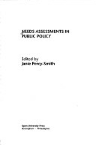 Cover of Needs Assessment in Public Policy