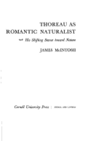 Cover of Thoreau as Romantic Naturalist