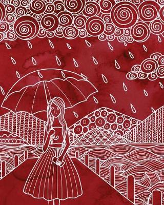 Cover of Journal Notebook Watercolor Girl In The Rain 2