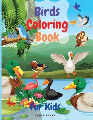 Book cover for birds coloring book for kids