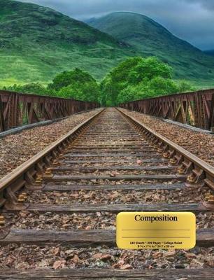 Cover of Railroad Tracks Train Bridge Locomotive Composition Notebook, Narrow Ruled