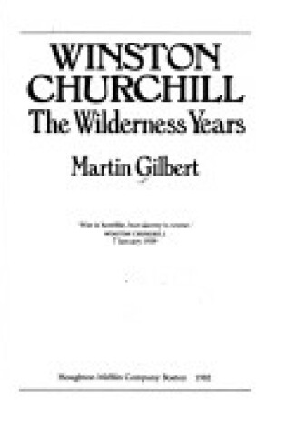 Cover of Winston Churchill, the Wilderness Years