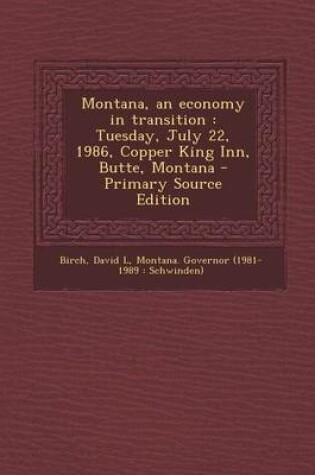 Cover of Montana, an Economy in Transition