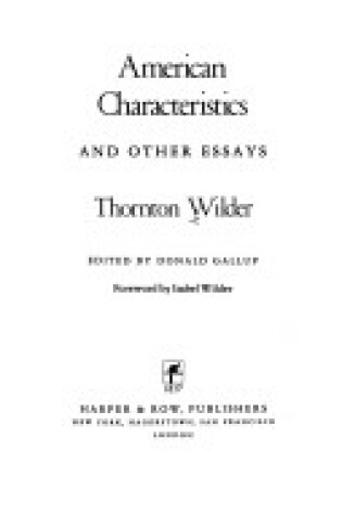 Cover of American Characteristics and Other Essays