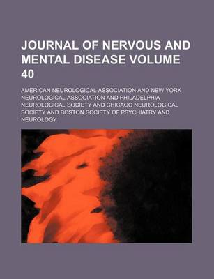 Book cover for Journal of Nervous and Mental Disease Volume 40