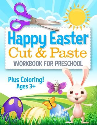 Book cover for Happy Easter Cut and Paste Workbook for Preschool