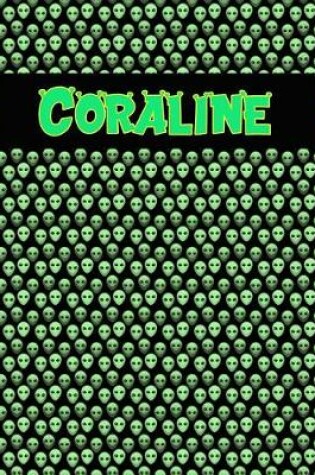 Cover of 120 Page Handwriting Practice Book with Green Alien Cover Coraline