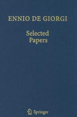 Cover of Ennio de Giorgi: Selected Papers