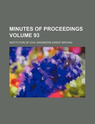 Book cover for Minutes of Proceedings Volume 93