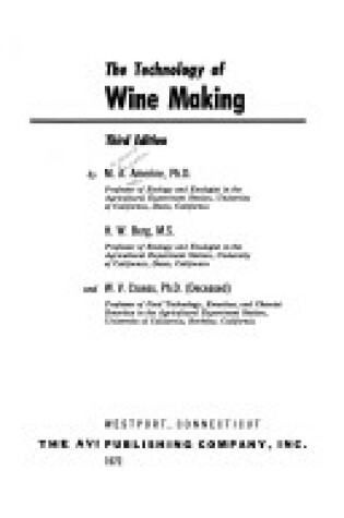 Cover of Technology of Wine Making