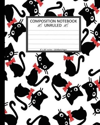 Book cover for Unruled Composition Notebook 8" x 10". 120 Pages. Seamless Cat Bow Pattern