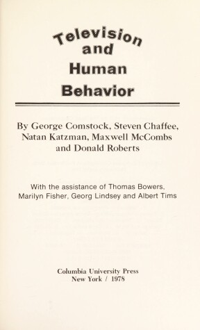 Book cover for Comstock: Television & Human Behavior (Cloth)