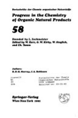 Cover of Progress in the Chemistry of Organic Natural Products V58