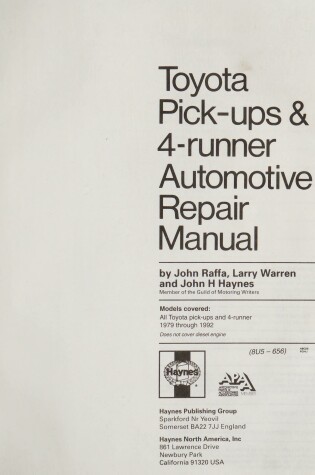 Cover of Toyota Pick-ups and 4-runner Automotive Repair Manual