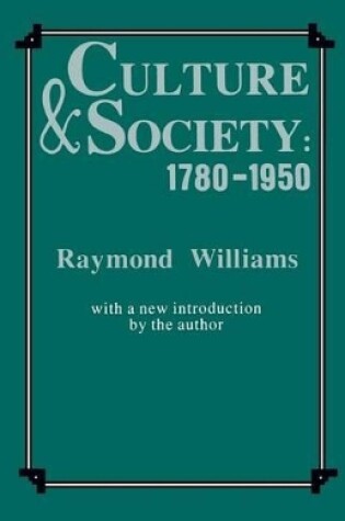 Cover of Culture and Society, 1780-1950