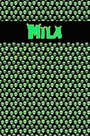 Cover of 120 Page Handwriting Practice Book with Green Alien Cover Mila