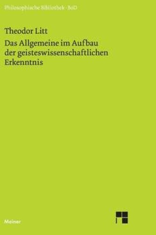 Cover of Das Allgemeine im Aufbau der geisteswissenschaftlichen Erkenntnis