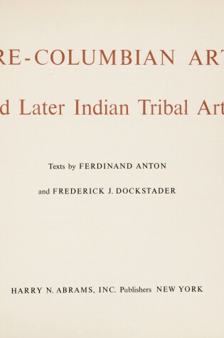 Cover of Pre-Columbian Art and Later Indian Tribal Arts