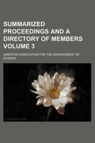 Cover of Summarized Proceedings and a Directory of Members Volume 3