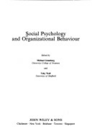 Cover of Social Psychology and Organizational Behaviour