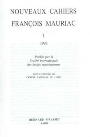 Cover of Nouveaux Cahiers Francois Mauriac N01