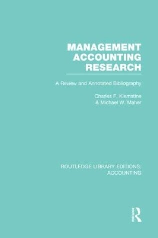 Cover of Management Accounting Research (RLE Accounting)