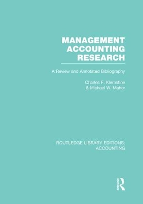 Cover of Management Accounting Research (RLE Accounting)