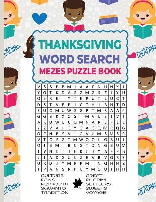 Book cover for Thanksgiving Word Search Mazes Puzzle Book