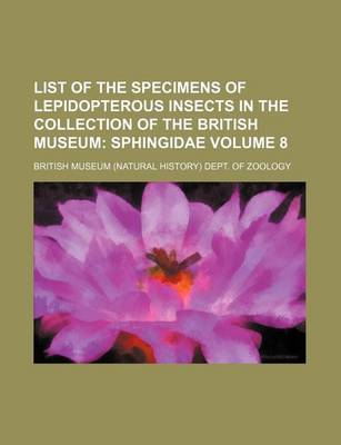 Book cover for List of the Specimens of Lepidopterous Insects in the Collection of the British Museum Volume 8; Sphingidae