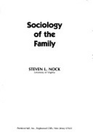 Cover of Sociology of the Family