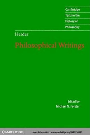Cover of Herder: Philosophical Writings