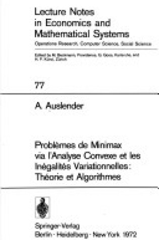 Cover of Problemes de Minimax Via L'Analyse Convexe Et Les Inegalites Variationnelles