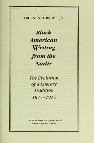 Cover of Black American Writing from the Nadir