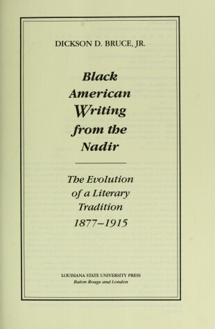 Book cover for Black American Writing from the Nadir