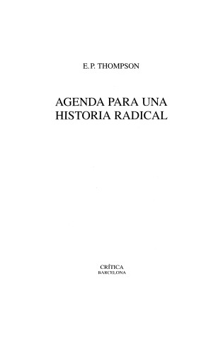 Cover of Agenda Para Una Historia Radical