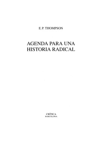 Book cover for Agenda Para Una Historia Radical