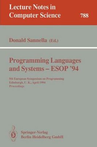 Cover of Programming Languages and Systems - ESOP '94