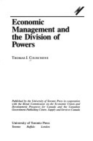 Cover of Economic Management and the Division of Powers