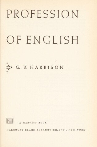 Cover of Profession of English