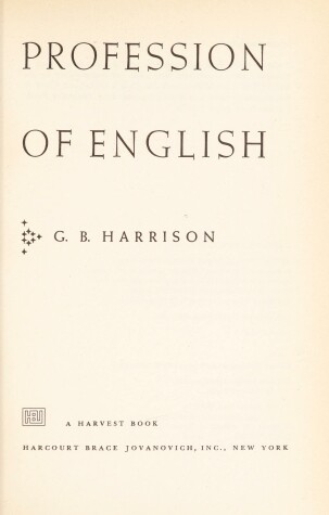 Book cover for Profession of English