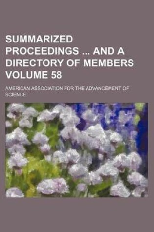 Cover of Summarized Proceedings and a Directory of Members Volume 58