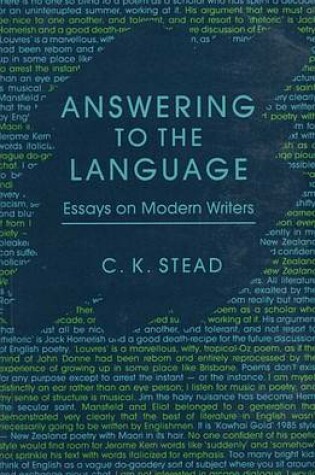 Cover of Answering to the Language