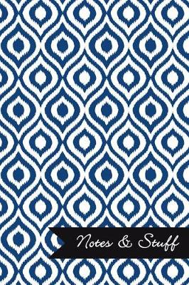 Book cover for Notes & Stuff - Navy Blue Lined Notebook in Ikat Pattern