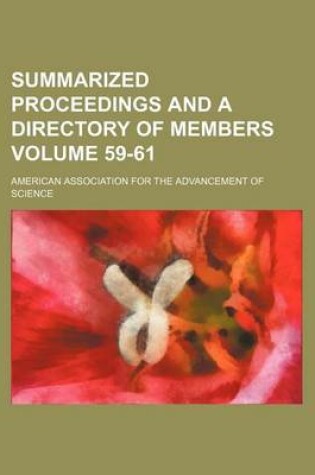 Cover of Summarized Proceedings and a Directory of Members Volume 59-61