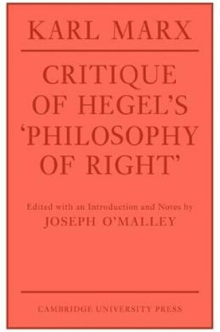 Cover of Critique of Hegel's 'Philosophy Of Right'
