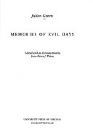 Cover of Memories of Evil Days