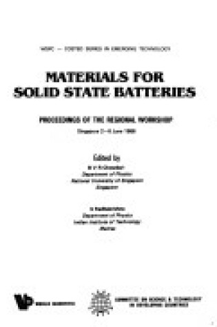 Cover of Materials for Solid State Batteries