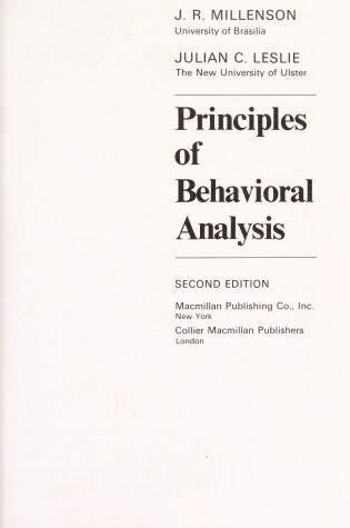 Cover of Principles of Behavioural Analysis