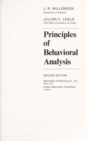 Book cover for Principles of Behavioural Analysis